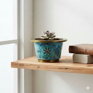 Antique Chinese Late Qing Dynasty Cloisonne Enamel Planter Flower Pot Jardinier